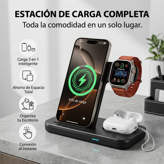 Cargador Inalámbrico 3 En 1