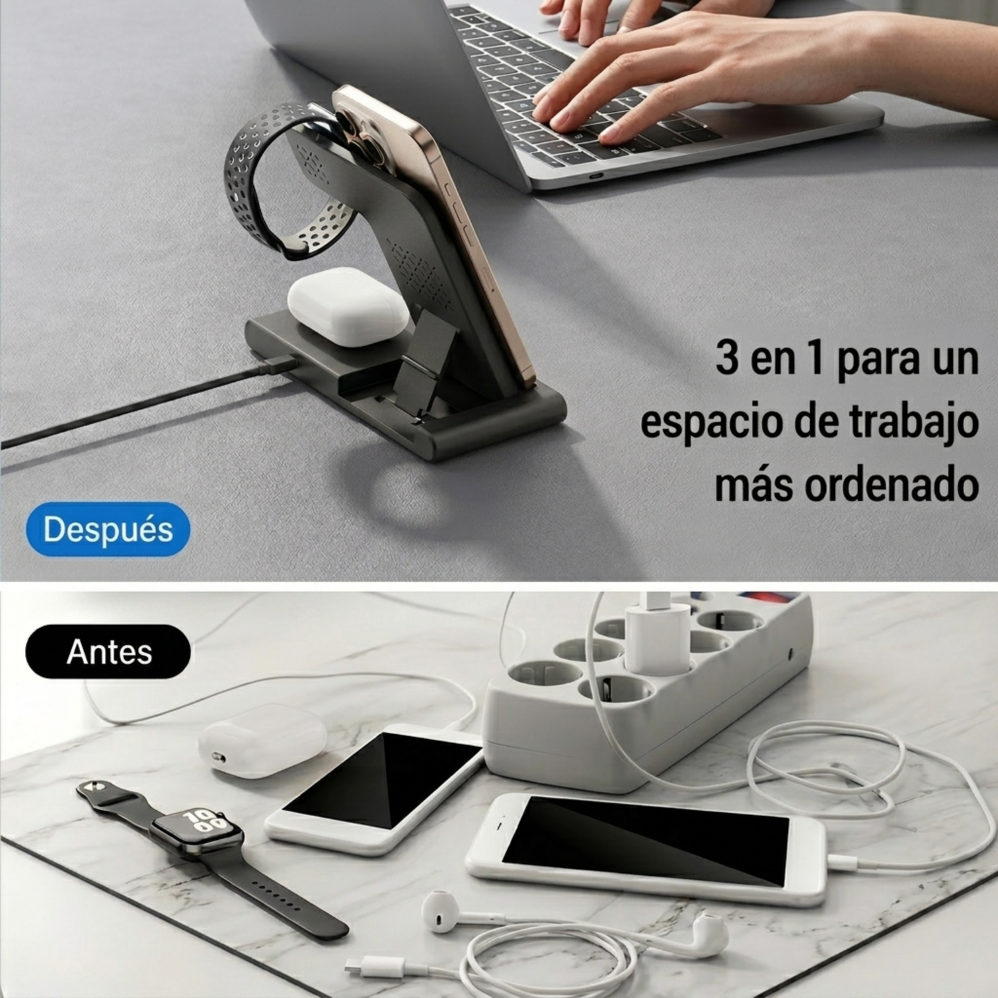 Cargador Inalámbrico 3 En 1